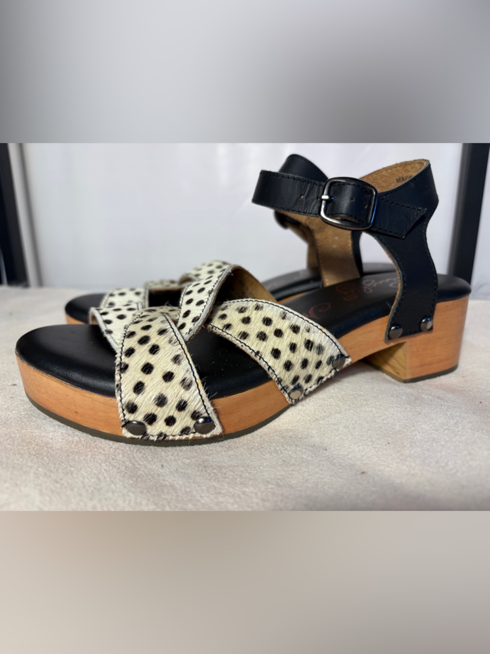 naughty monkey Black & White Spotted Crossover Ankle Strap Sandal